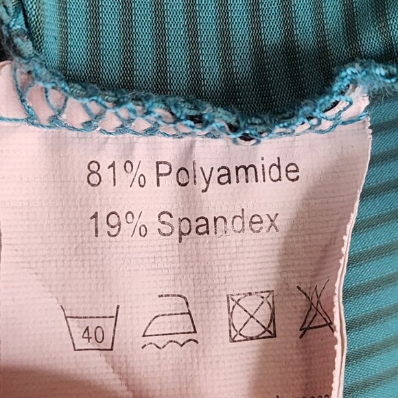 Mens Turquoise Striped Coofandy Polo Shirt Short Sleeve Polyamide Spandex Size L - Picture 7 of 11